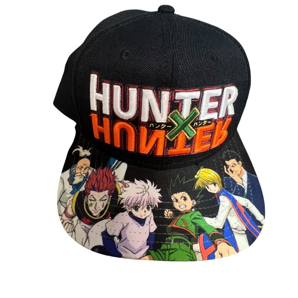 Hunter x Hunter Logo Gon & Killua Flat Bill Snapback Hat Cap Black‎ Embroidered